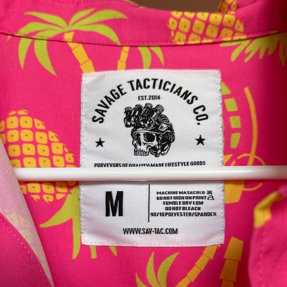 Savage Tacticians Co Tropical Pink Pineapple Print Shirt - Picture 2 of 3
